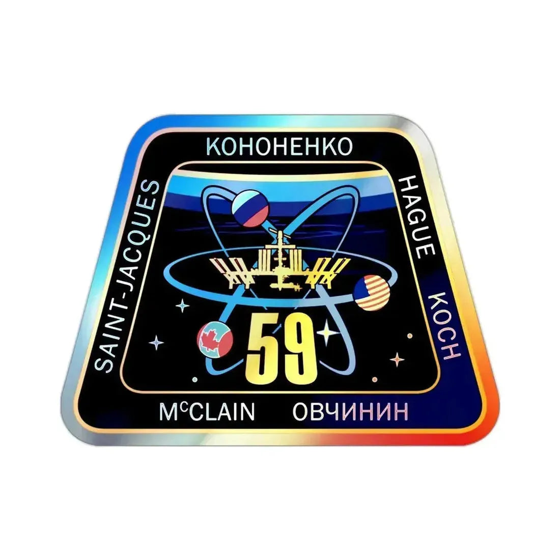 ISS Expedition 59 (NASA) Holographic STICKER Die-Cut Vinyl Decal 2 Inch Holographic - The Sticker Space