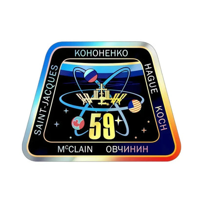 ISS Expedition 59 (NASA) Holographic STICKER Die-Cut Vinyl Decal 3 Inch Holographic - The Sticker Space