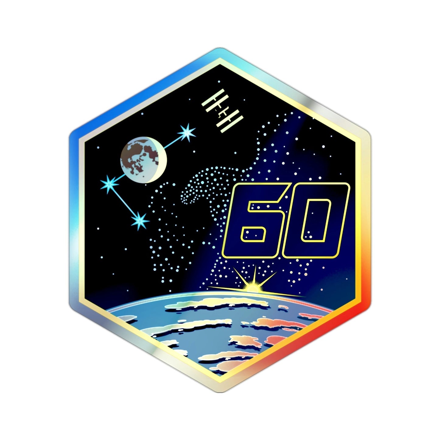 ISS Expedition 60 (NASA) Holographic STICKER Die-Cut Vinyl Decal-2 Inch-The Sticker Space