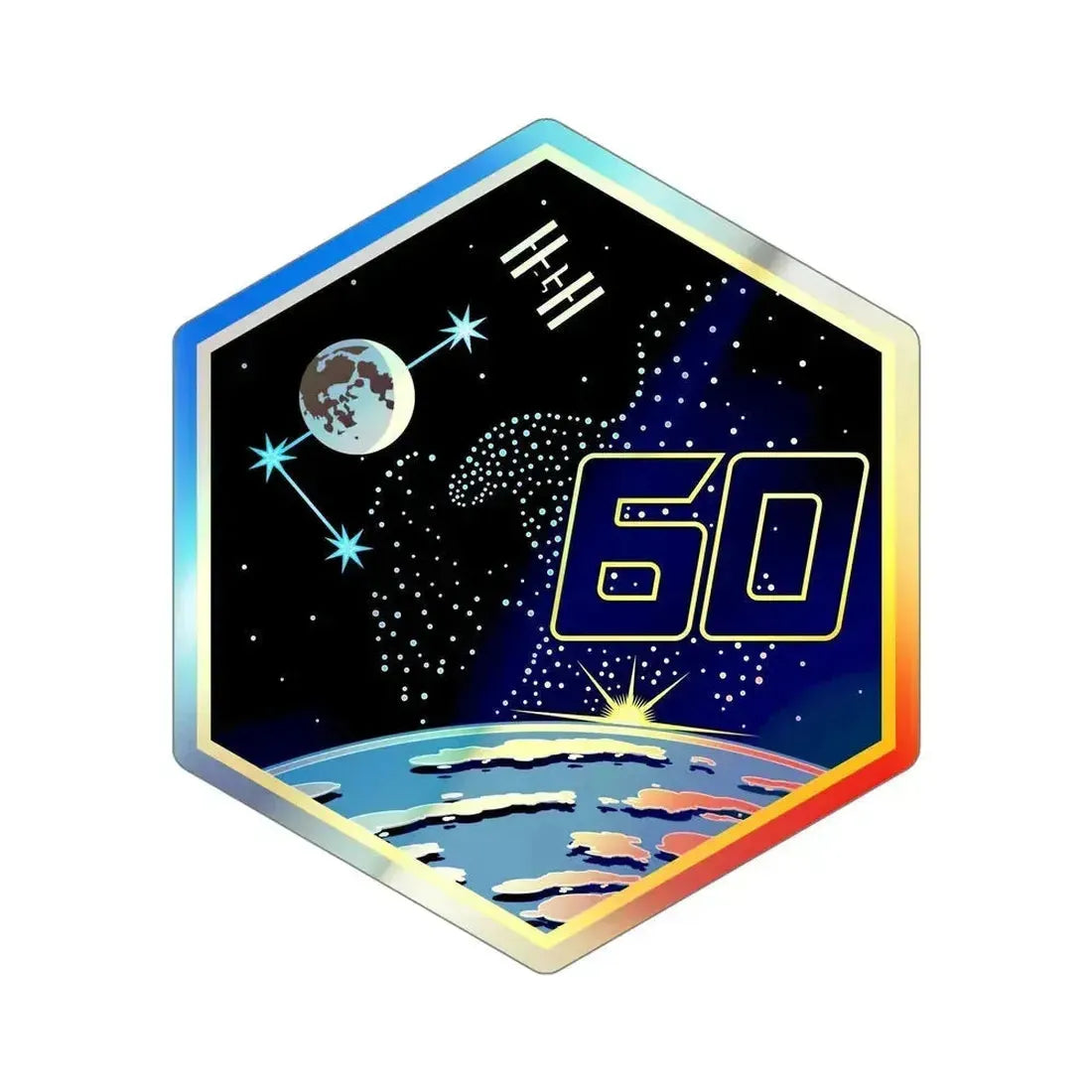 ISS Expedition 60 (NASA) Holographic STICKER Die-Cut Vinyl Decal 5 Inch Holographic - The Sticker Space