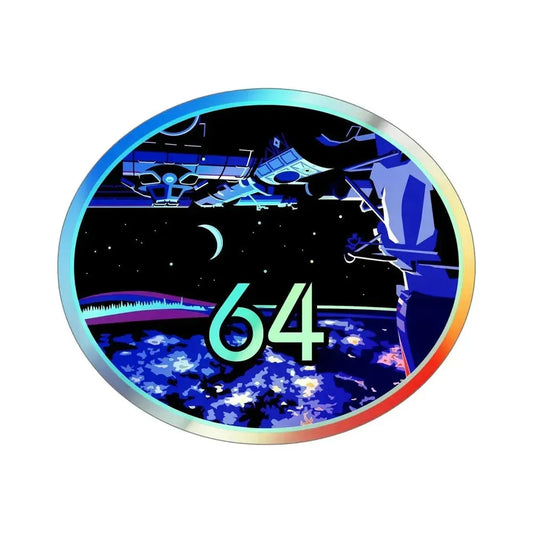 ISS Expedition 64 (NASA) Holographic STICKER Die-Cut Vinyl Decal 6 Inch Holographic - The Sticker Space
