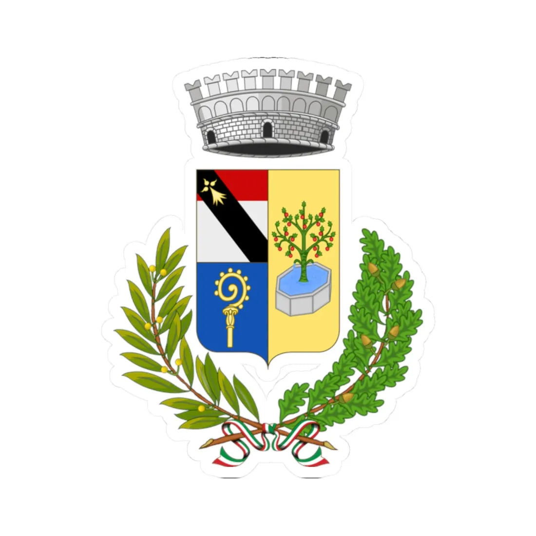 Issogne-Stemma (Italy) (Coat of Arms) STICKER Vinyl Kiss-Cut Decal 2 Inch White - The Sticker Space