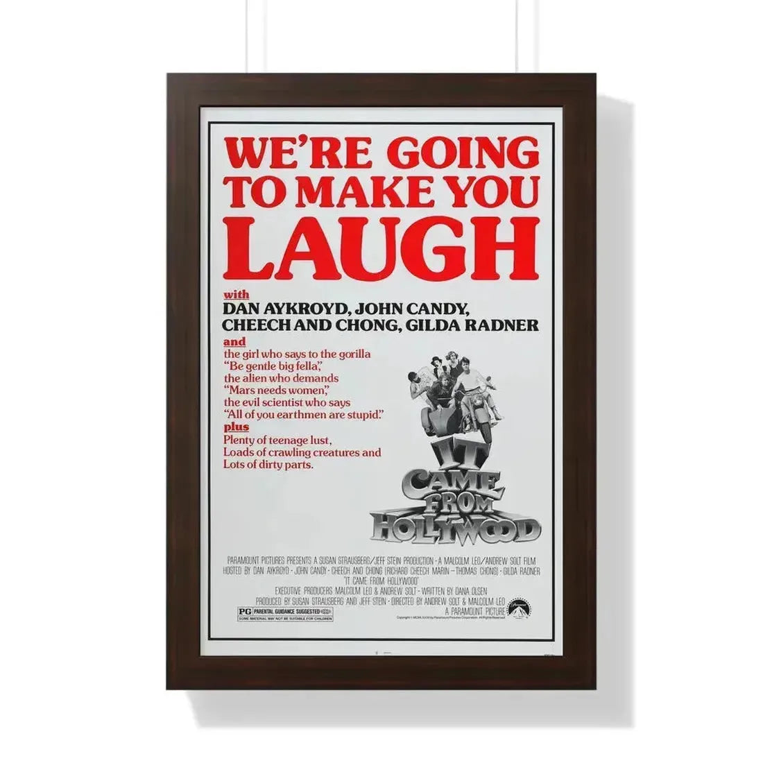 IT CAME FROM HOLLYWOOD 1982 - Framed Movie Poster 16″ x 24″ Walnut - The Sticker Space