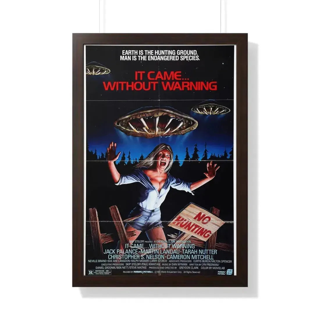 IT CAME... WITHOUT WARNING 1980 - Framed Movie Poster 20" x 30" Walnut - The Sticker Space