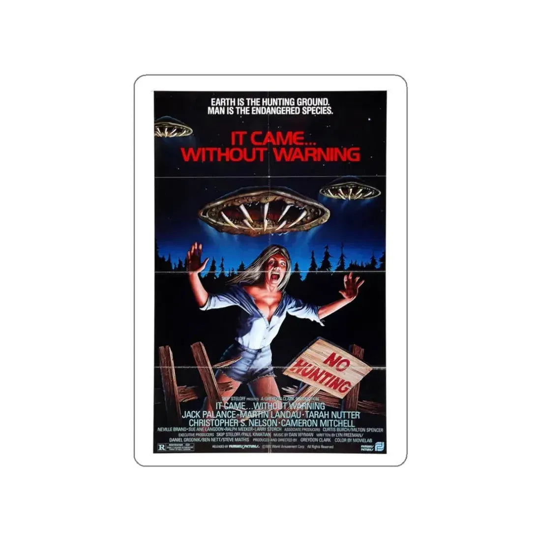 IT CAME... WITHOUT WARNING 1980 Movie Poster STICKER Vinyl Die-Cut Decal 3 Inch - The Sticker Space