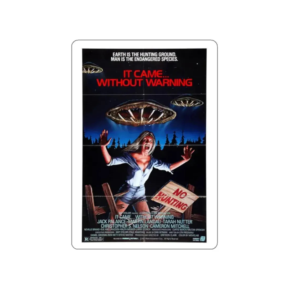 IT CAME... WITHOUT WARNING 1980 Movie Poster STICKER Vinyl Die-Cut Decal - The Sticker Space