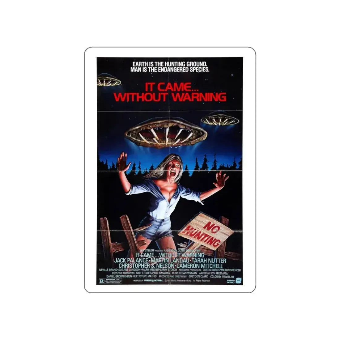 IT CAME... WITHOUT WARNING 1980 Movie Poster STICKER Vinyl Die-Cut Decal - The Sticker Space