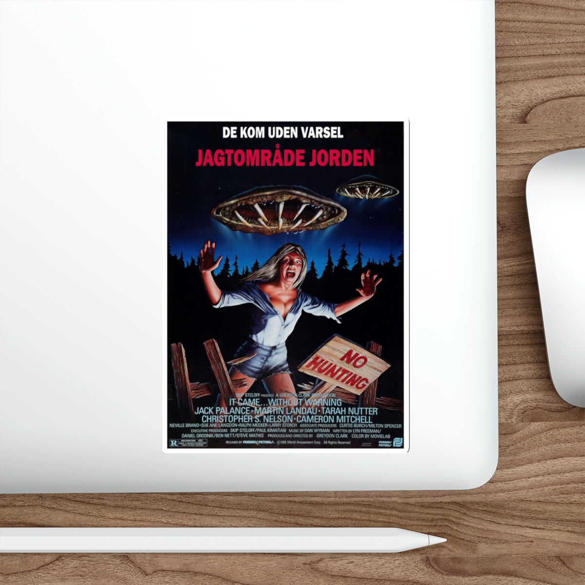 IT CAME... WITHOUT WARNING (DANISH) 1980 Movie Poster STICKER Vinyl Die-Cut Decal-The Sticker Space