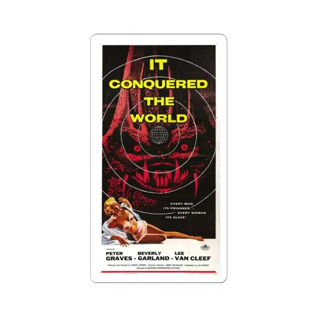 IT CONQUERED THE WORLD (2) 1956 Movie Poster - STICKER Vinyl Kiss-Cut Decal 2 Inch White - The Sticker Space