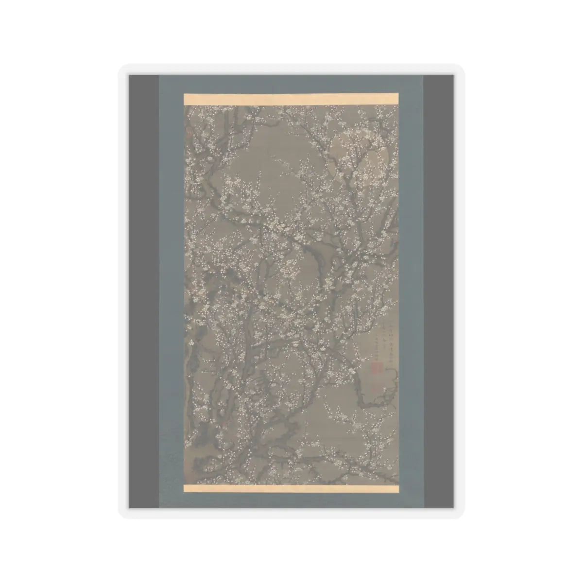 Itō Jakuchū - White Plum Blossoms and Moon - 1755 v1 - STICKER Vinyl Kiss-Cut Decal