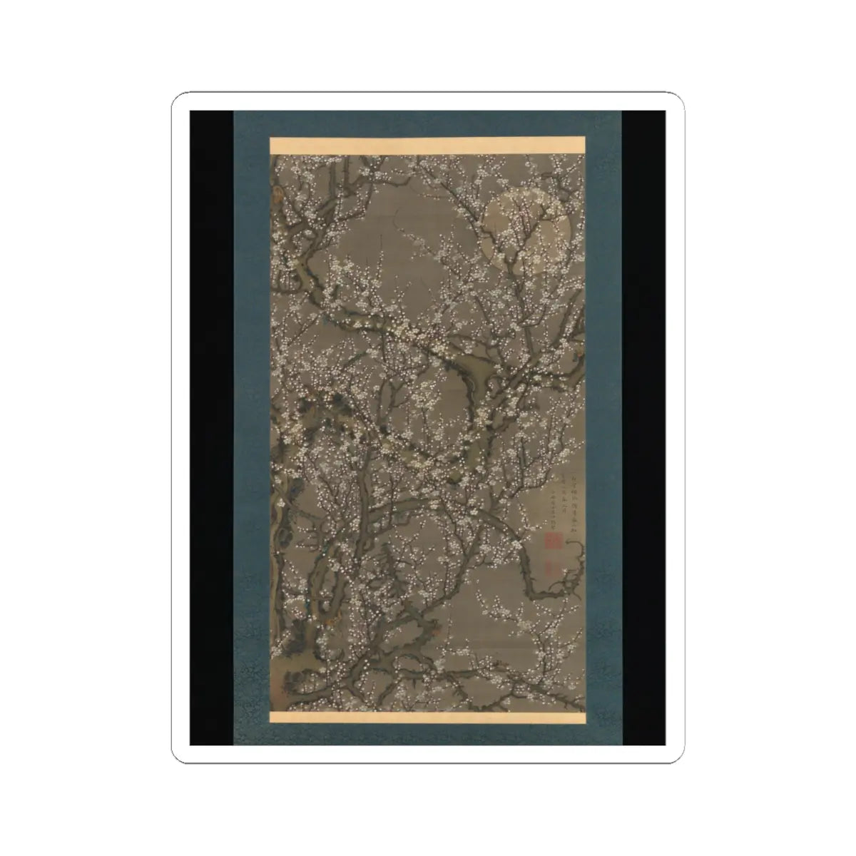 Itō Jakuchū - White Plum Blossoms and Moon - 1755 v1 - STICKER Vinyl Kiss-Cut Decal