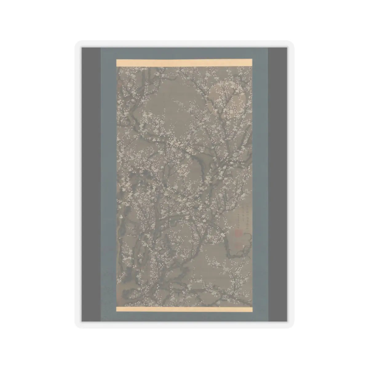 Itō Jakuchū - White Plum Blossoms and Moon - 1755 v1 - STICKER Vinyl Kiss-Cut Decal