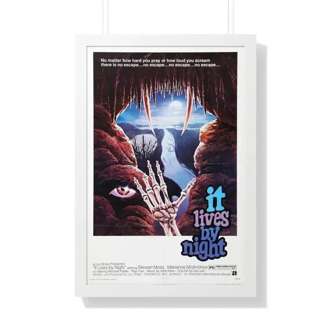 IT LIVES BY NIGHT (THE BAT PEOPLE) 1974 - Framed Movie Poster 20" x 30" White - The Sticker Space