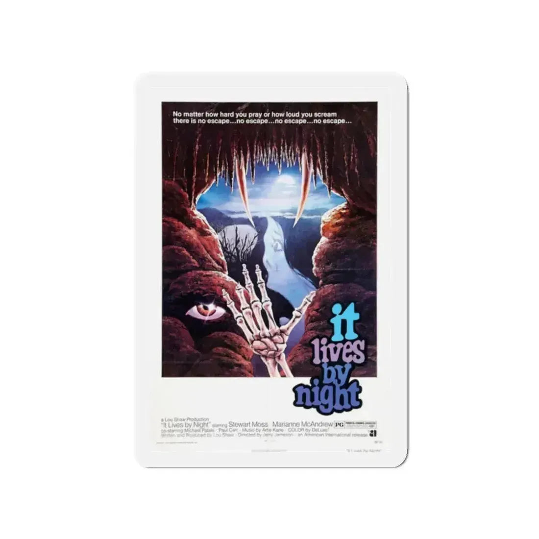 IT LIVES BY NIGHT (THE BAT PEOPLE) 1974 Movie Poster - Refrigerator Magnet 2 Inch Die-Cut - The Sticker Space