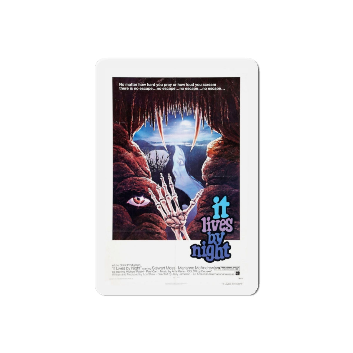 IT LIVES BY NIGHT (THE BAT PEOPLE) 1974 Movie Poster - Refrigerator Magnet-6 Inch-The Sticker Space