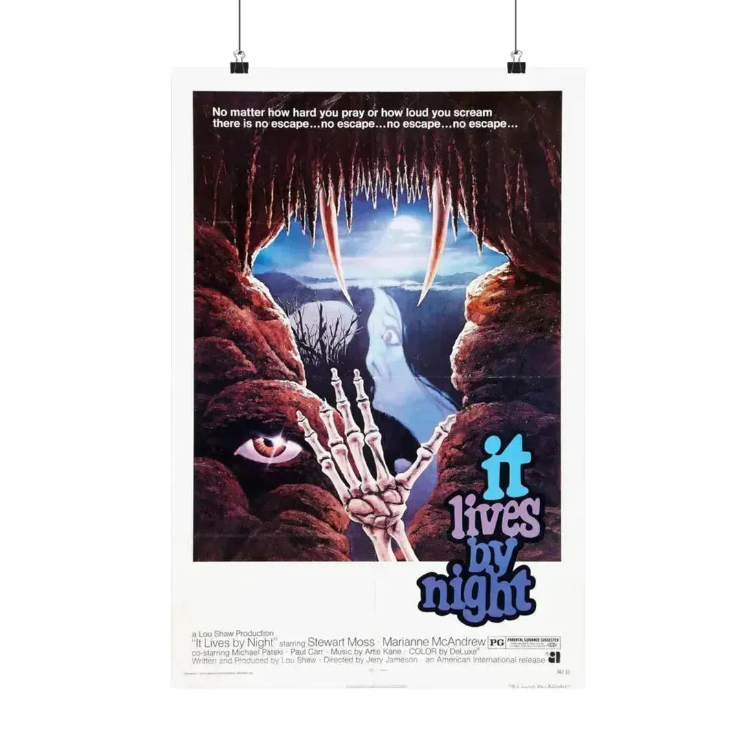 IT LIVES BY NIGHT (THE BAT PEOPLE) 1974 - Paper Movie Poster 16″ x 24″ Matte - The Sticker Space