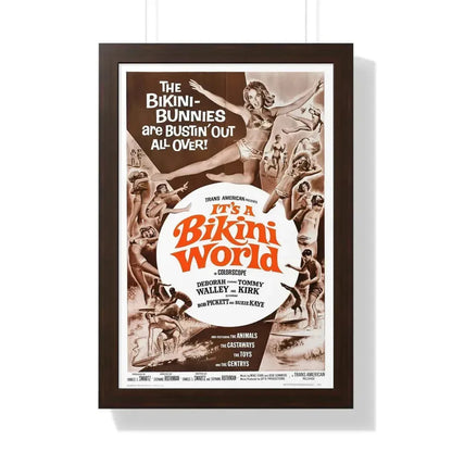 IT'S A BIKINI WORLD 1967 - Framed Movie Poster 16″ x 24″ Walnut - The Sticker Space