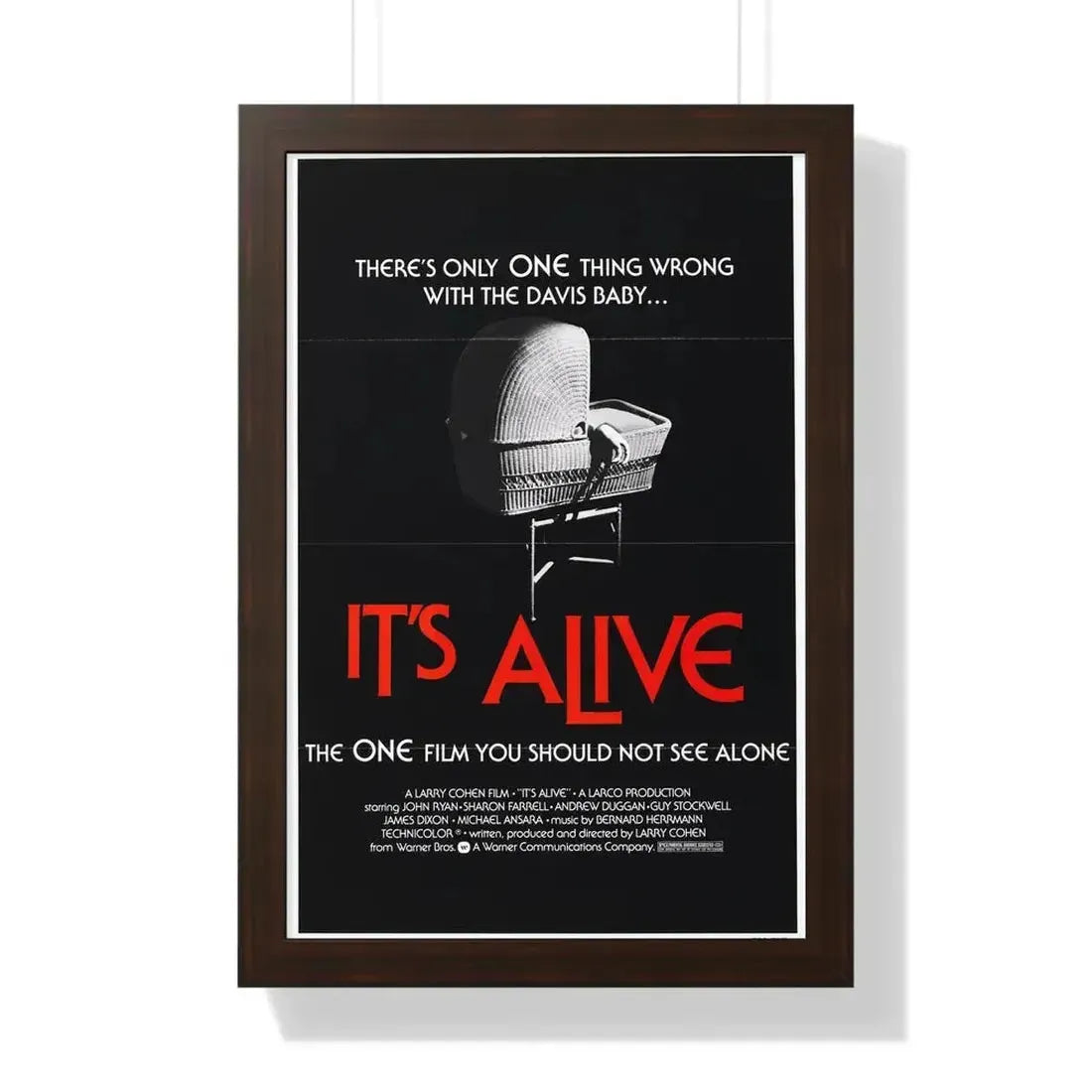 IT'S ALIVE 1974 - Framed Movie Poster 16″ x 24″ Walnut - The Sticker Space