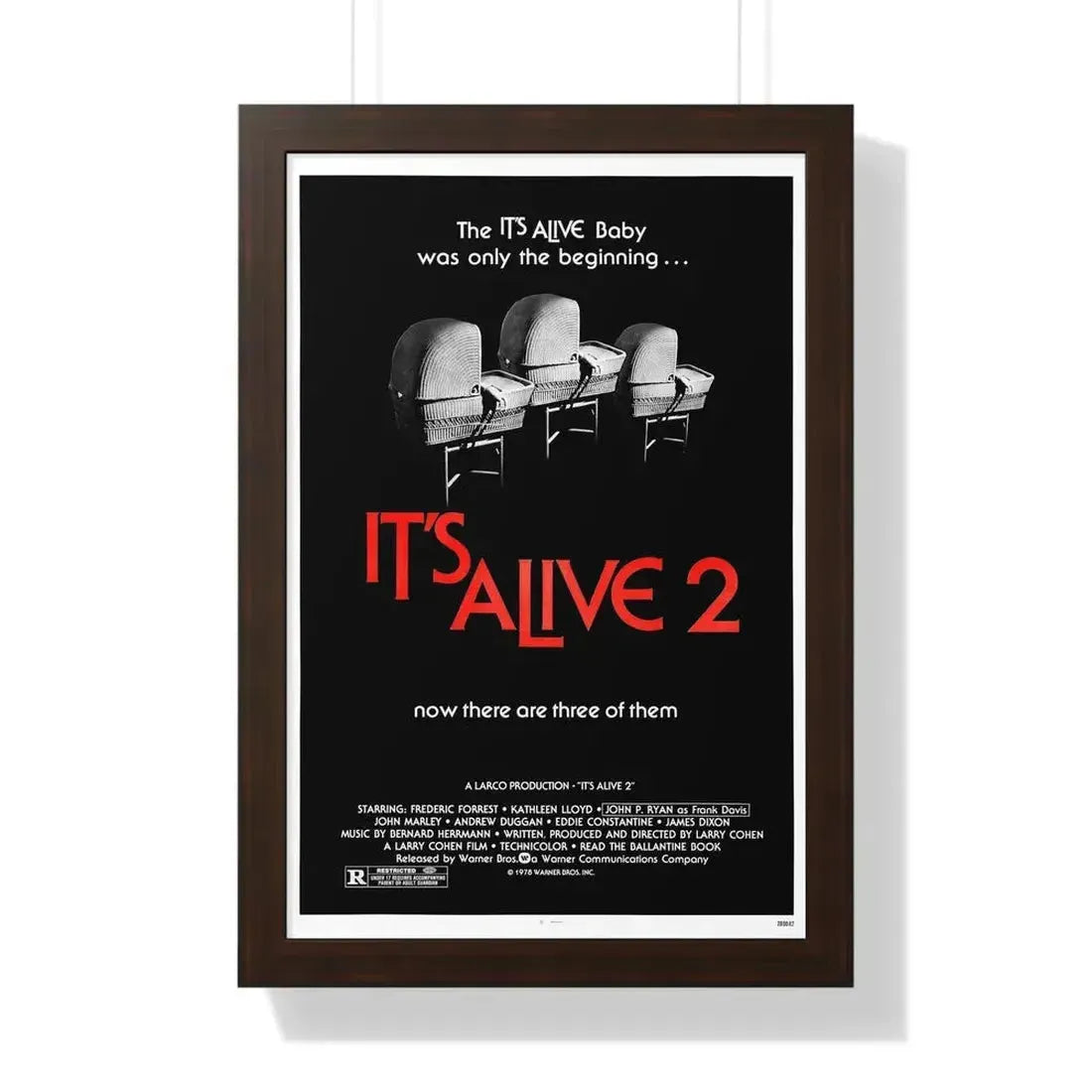IT'S ALIVE 2 (IT LIVES AGAIN) 1978 - Framed Movie Poster 16″ x 24″ Walnut - The Sticker Space