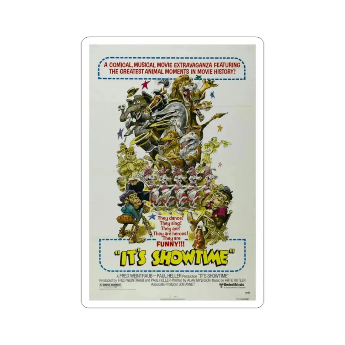 It's Showtime 1976 Movie Poster STICKER Vinyl Die-Cut Decal 2 Inch - The Sticker Space