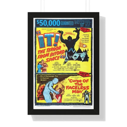 IT! THE TERROR FROM BEYOND SPACE + CURSE OF THE FACELESS MAN 1958 - Framed Movie Poster - The Sticker Space