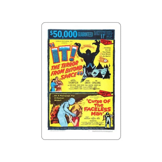 IT! THE TERROR FROM BEYOND SPACE + CURSE OF THE FACELESS MAN 1958 Movie Poster STICKER Vinyl Die-Cut Decal 2 Inch - The Sticker Space