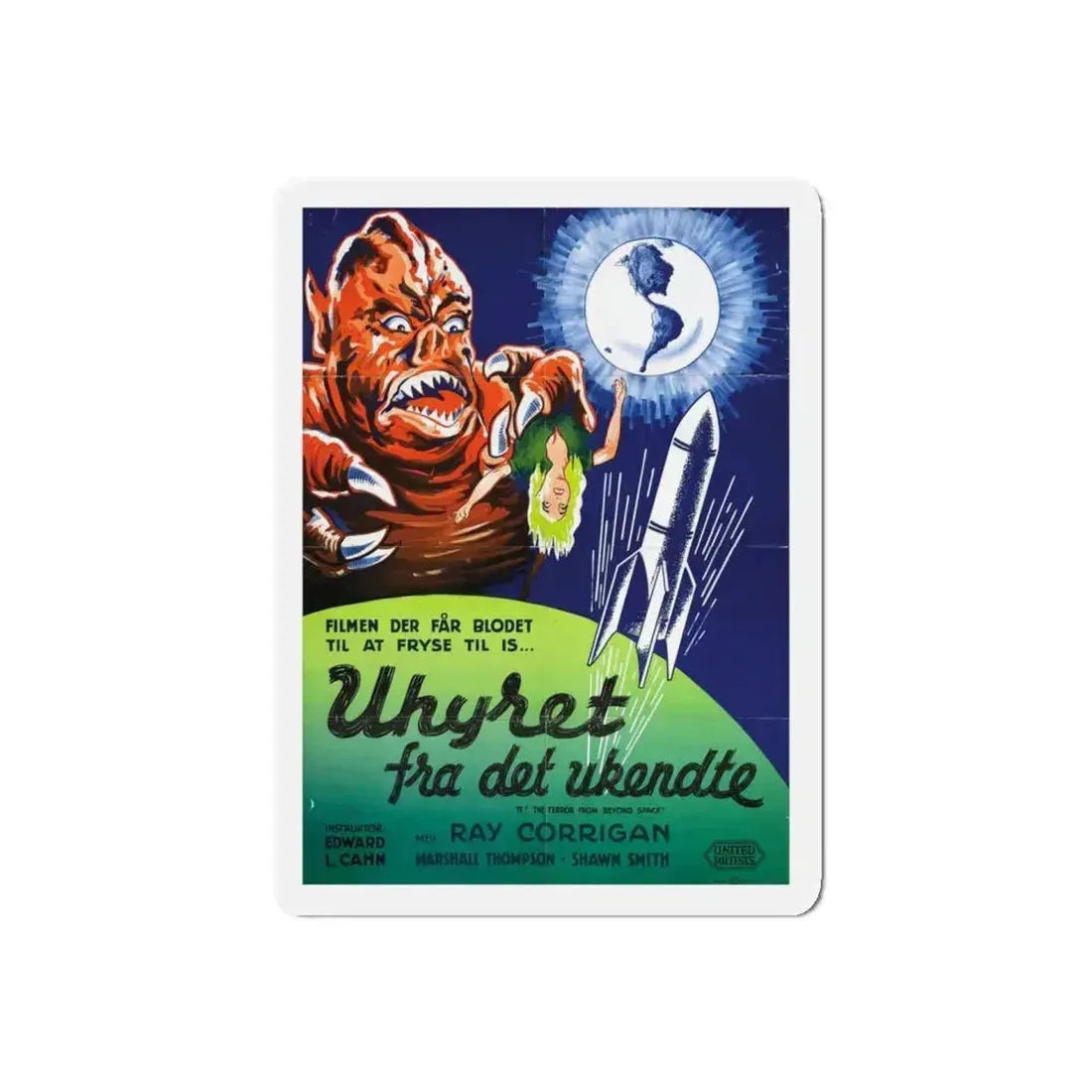 IT! THE TERROR FROM BEYOND SPACE (SCANDINAVIAN) 1958 Movie Poster - Refrigerator Magnet 5 Inch Die-Cut - The Sticker Space