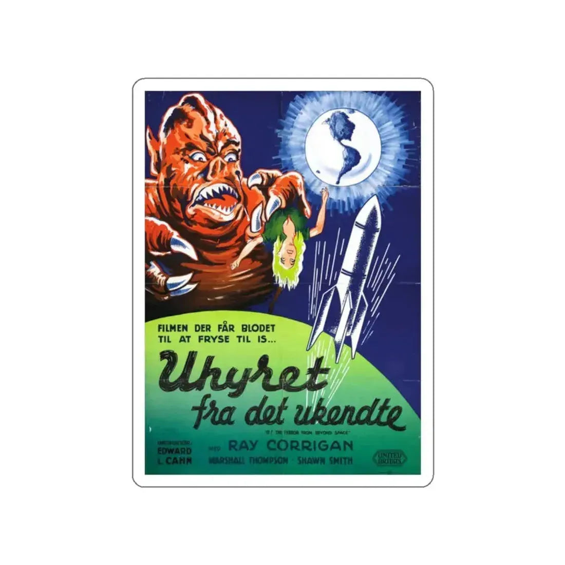 IT! THE TERROR FROM BEYOND SPACE (SCANDINAVIAN) 1958 Movie Poster STICKER Vinyl Die-Cut Decal 2 Inch - The Sticker Space