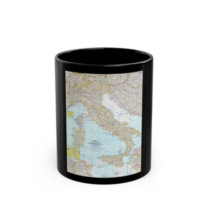 Italy (1961) (Map) Black Coffee Mug-11oz-The Sticker Space