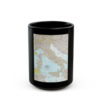 Italy (1961) (Map) Black Coffee Mug-15oz-The Sticker Space