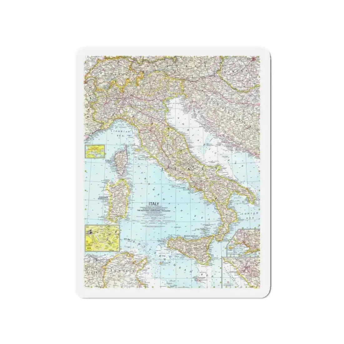 Italy (1961) (Map) Refrigerator Magnet 3 Inch - The Sticker Space