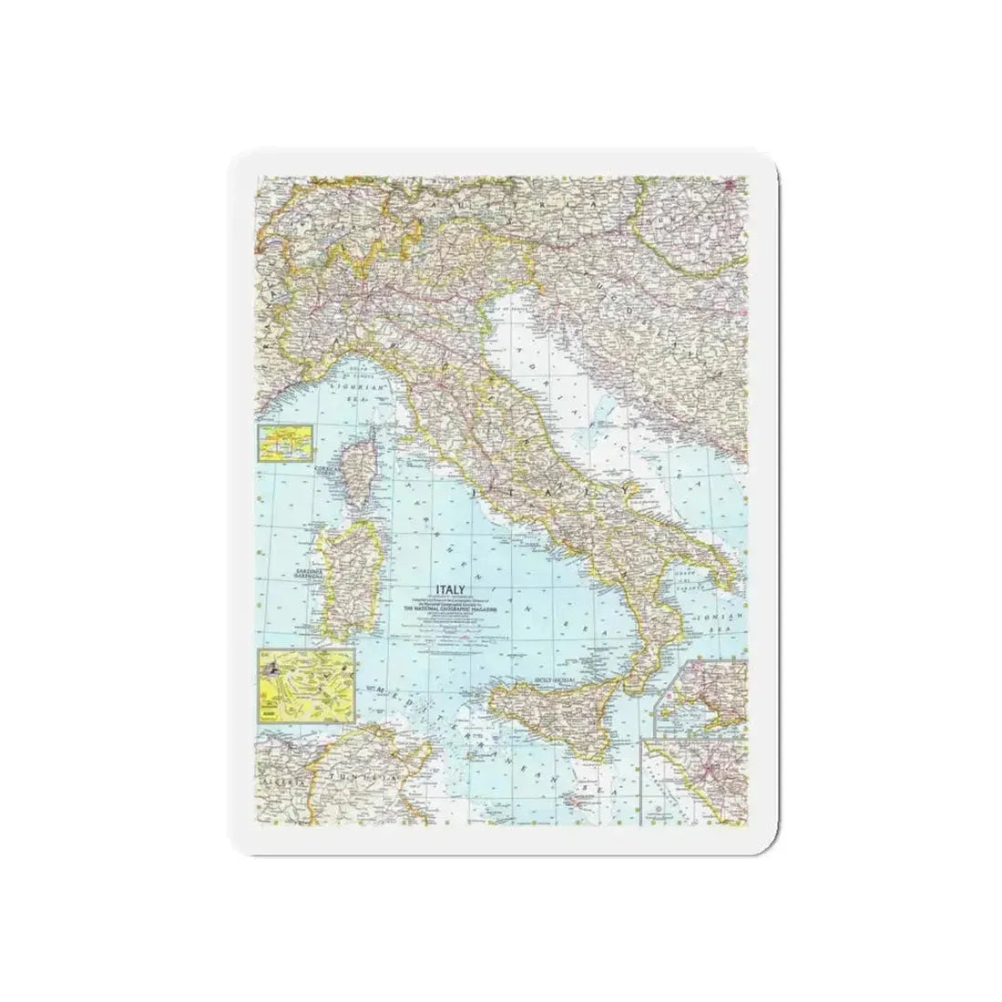 Italy (1961) (Map) Refrigerator Magnet 5 Inch - The Sticker Space