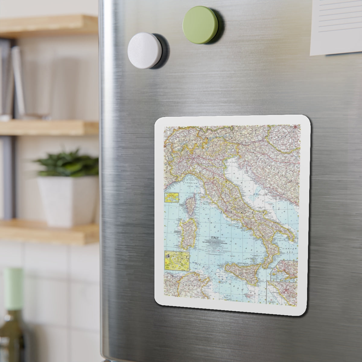 Italy (1961) (Map) Refrigerator Magnet-The Sticker Space