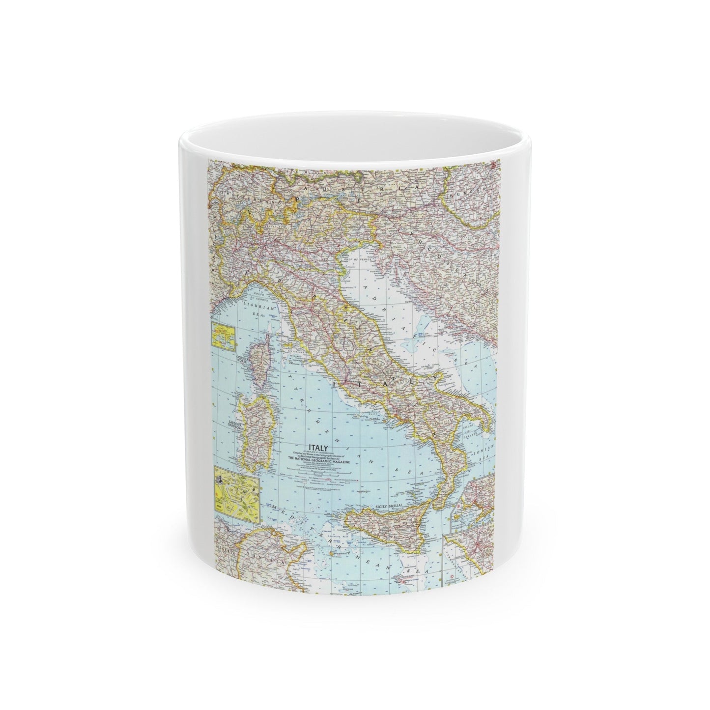 Italy (1961) (Map) White Coffee Mug-11oz-The Sticker Space