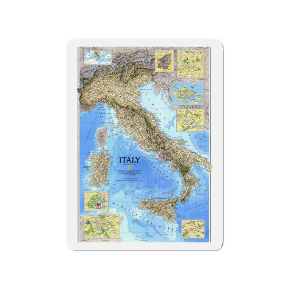 Italy (1995) (Map) Refrigerator Magnet-2" x 2"-The Sticker Space