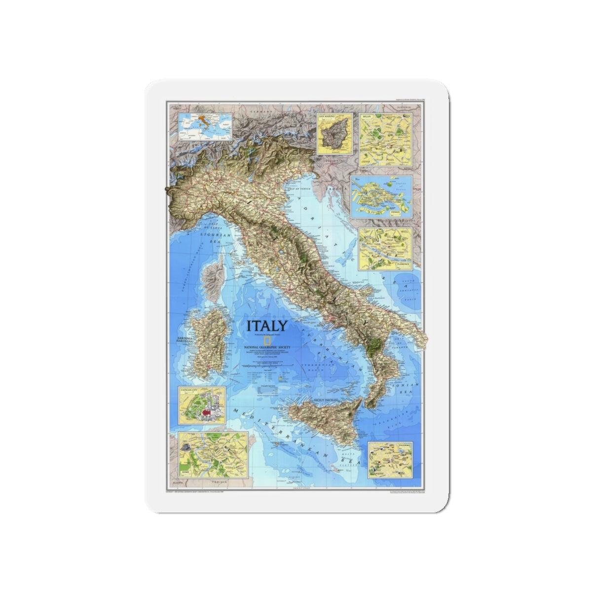 Italy (1995) (Map) Refrigerator Magnet-3" x 3"-The Sticker Space