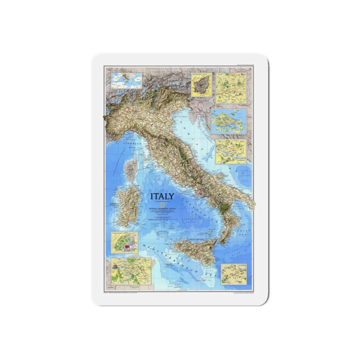 Italy (1995) (Map) Refrigerator Magnet-5" x 5"-The Sticker Space