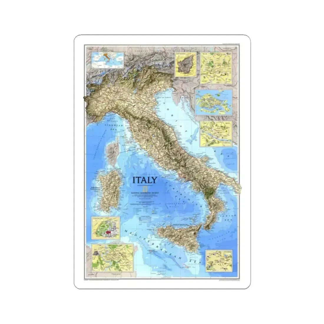 Italy (1995) (Map) STICKER Vinyl Kiss-Cut Decal 2 Inch White - The Sticker Space
