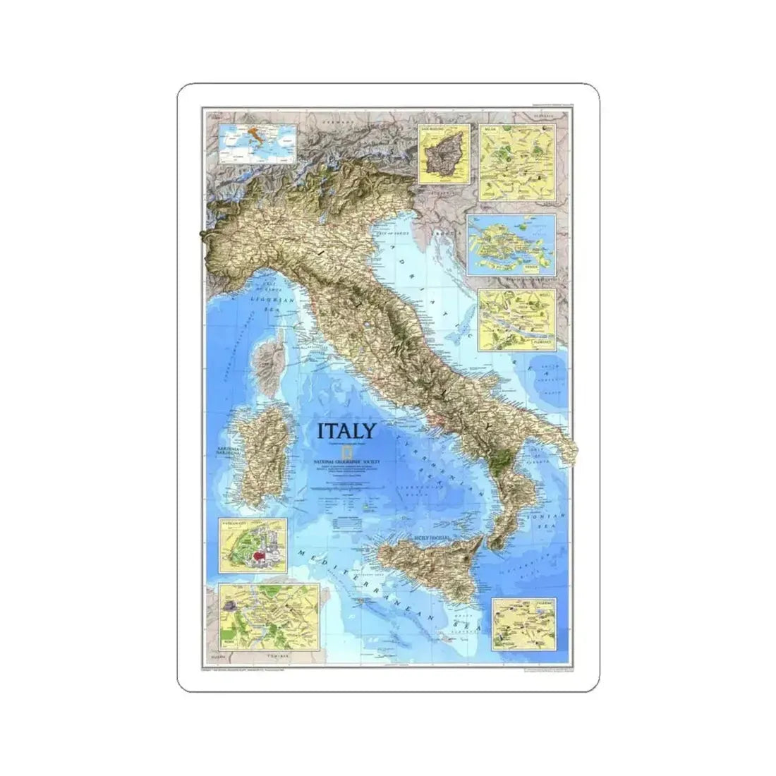 Italy (1995) (Map) STICKER Vinyl Kiss-Cut Decal 4 Inch White - The Sticker Space