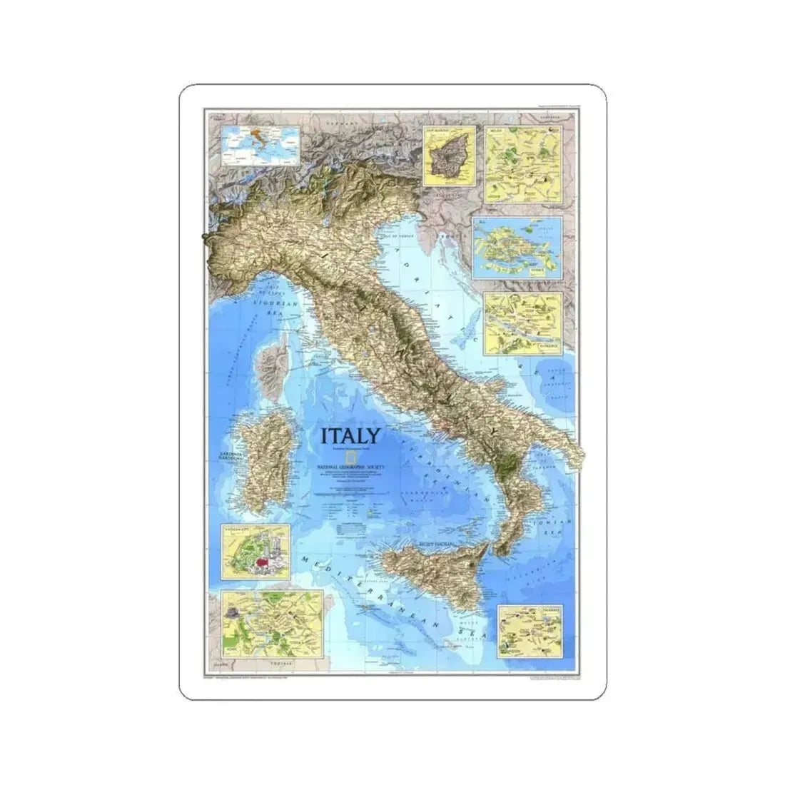 Italy (1995) (Map) STICKER Vinyl Kiss-Cut Decal 6 Inch White - The Sticker Space