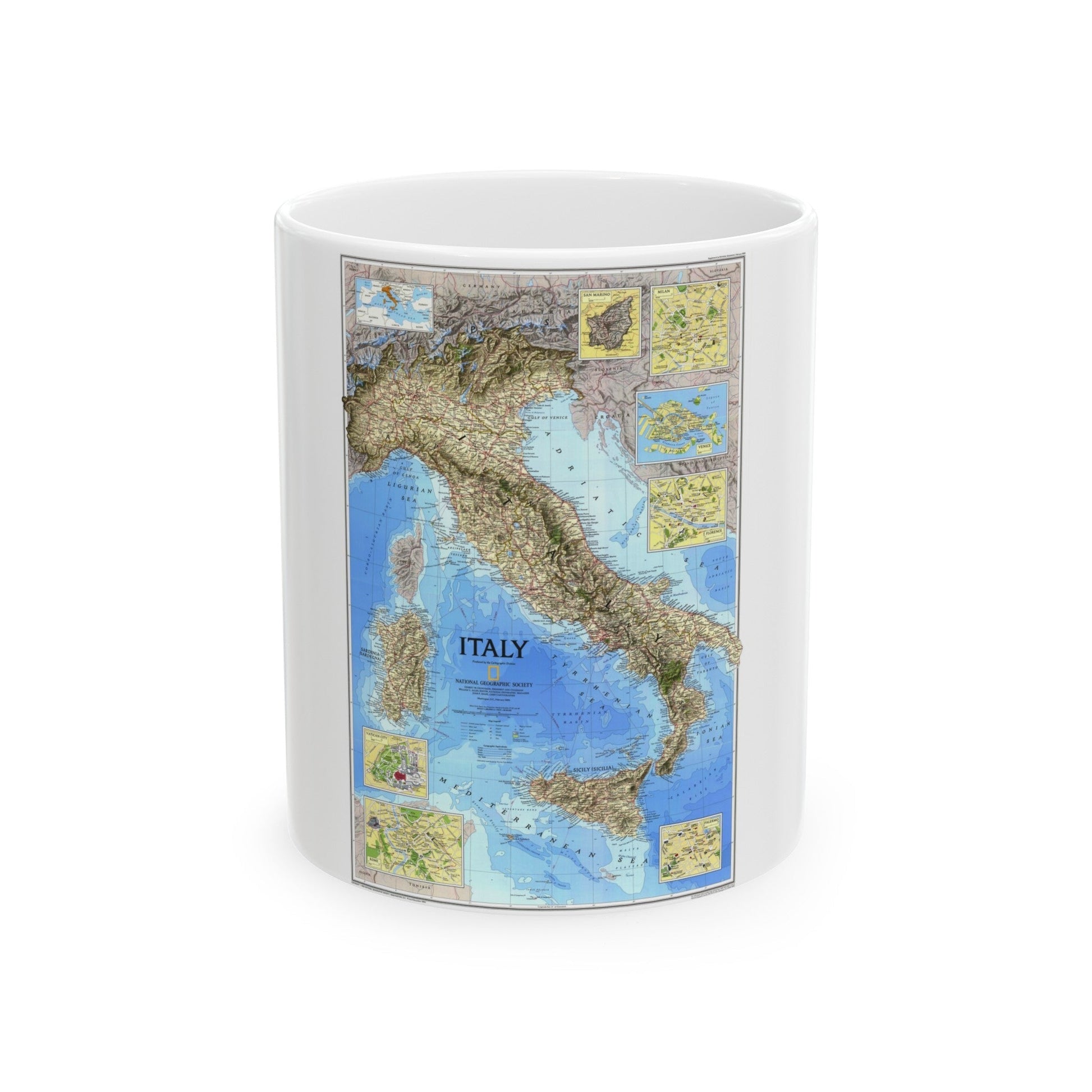 Italy (1995) (Map) White Coffee Mug-11oz-The Sticker Space