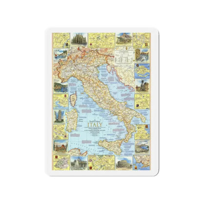 Italy - A Traveller's Map 1 (1970) (Map) Refrigerator Magnet 2 Inch - The Sticker Space