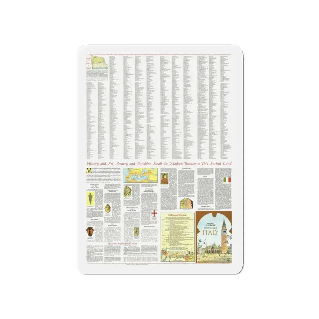 Italy - A Traveller's Map 2 (1970) (Map) Refrigerator Magnet 4 Inch - The Sticker Space