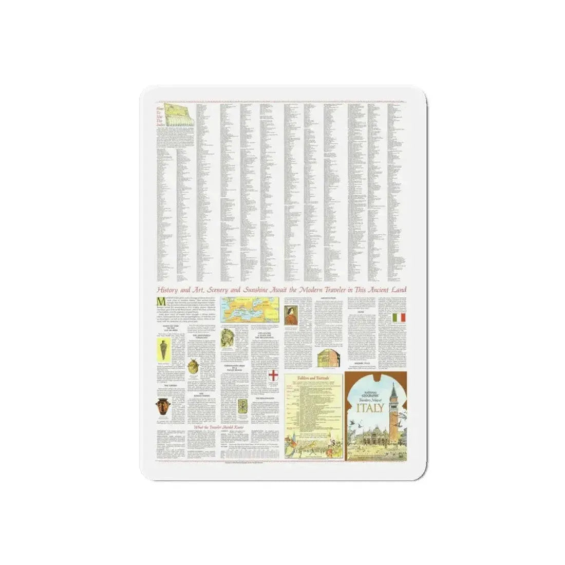 Italy - A Traveller's Map 2 (1970) (Map) Refrigerator Magnet 6 Inch - The Sticker Space