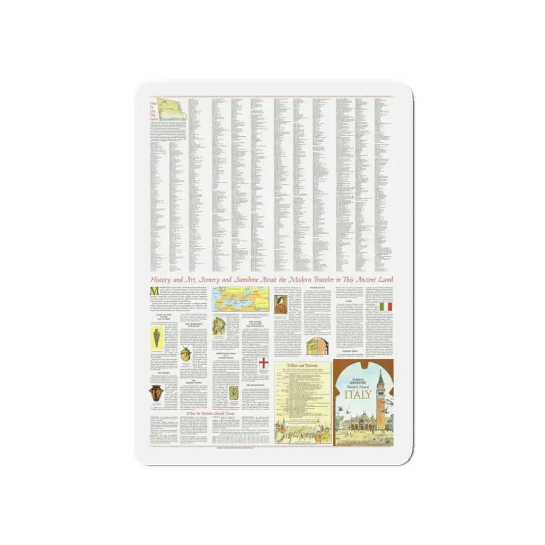 Italy - A Traveller's Map 2 (1970) (Map) Refrigerator Magnet - The Sticker Space