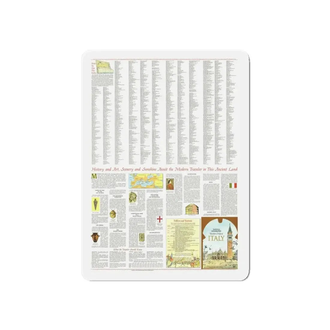 Italy - A Traveller's Map 2 (1970) (Map) Refrigerator Magnet - The Sticker Space