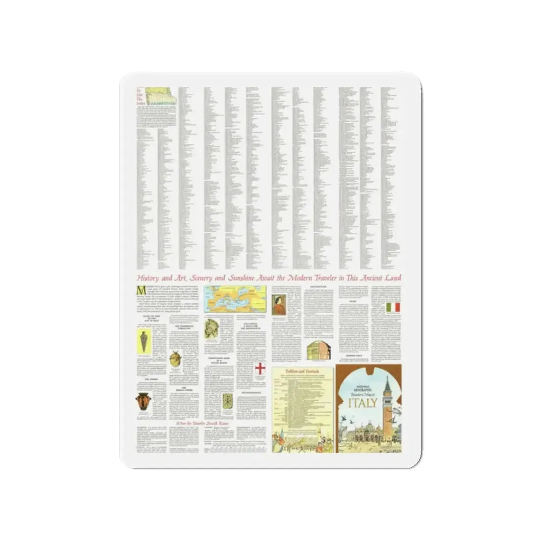 Italy - A Traveller's Map 2 (1970) (Map) Refrigerator Magnet - The Sticker Space