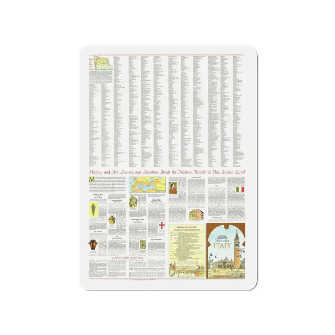 Italy - A Traveller's Map 2 (1970) (Map) Refrigerator Magnet - The Sticker Space