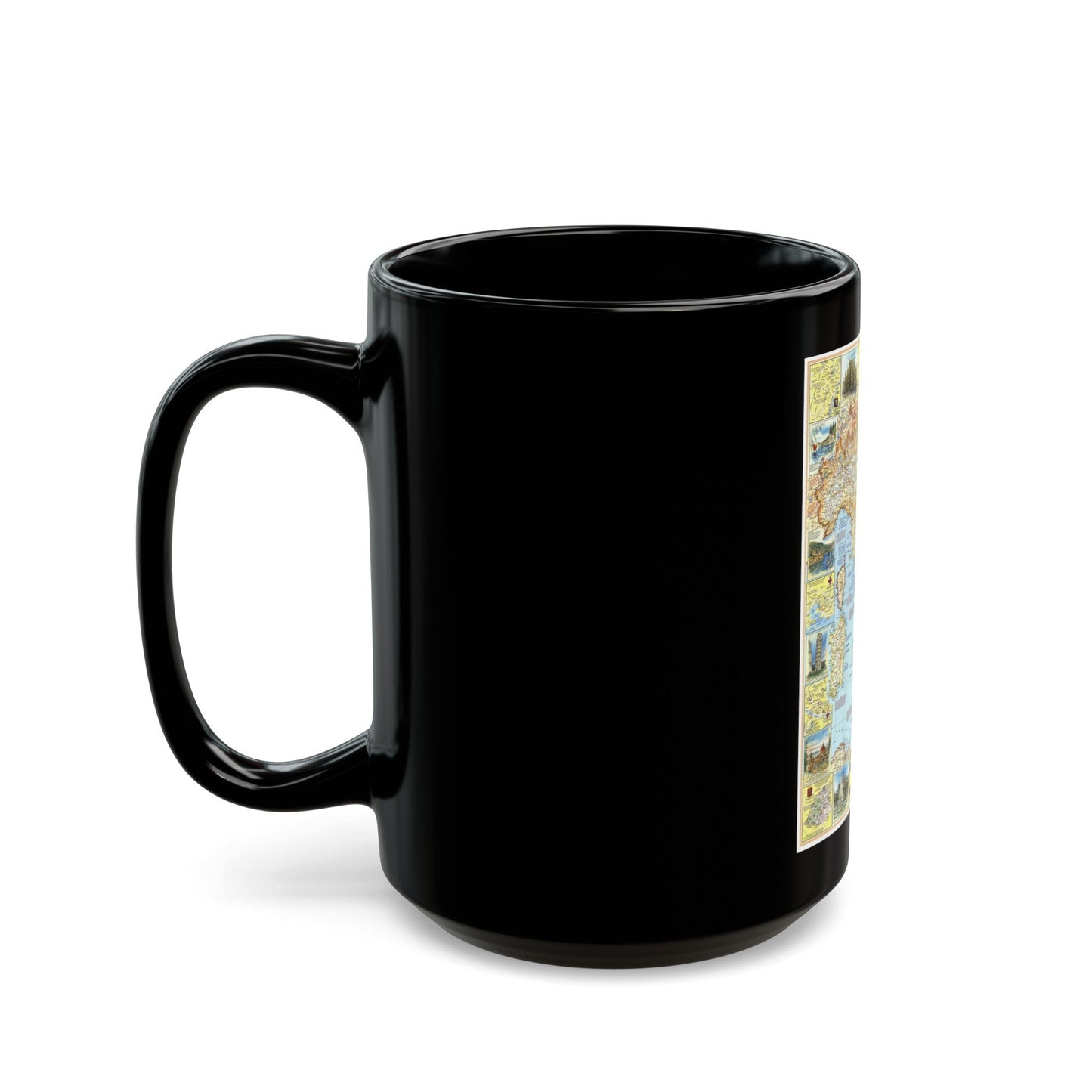 Italy - A Traveller's Map 1 (1970) (Map) Black Coffee Mug-The Sticker Space