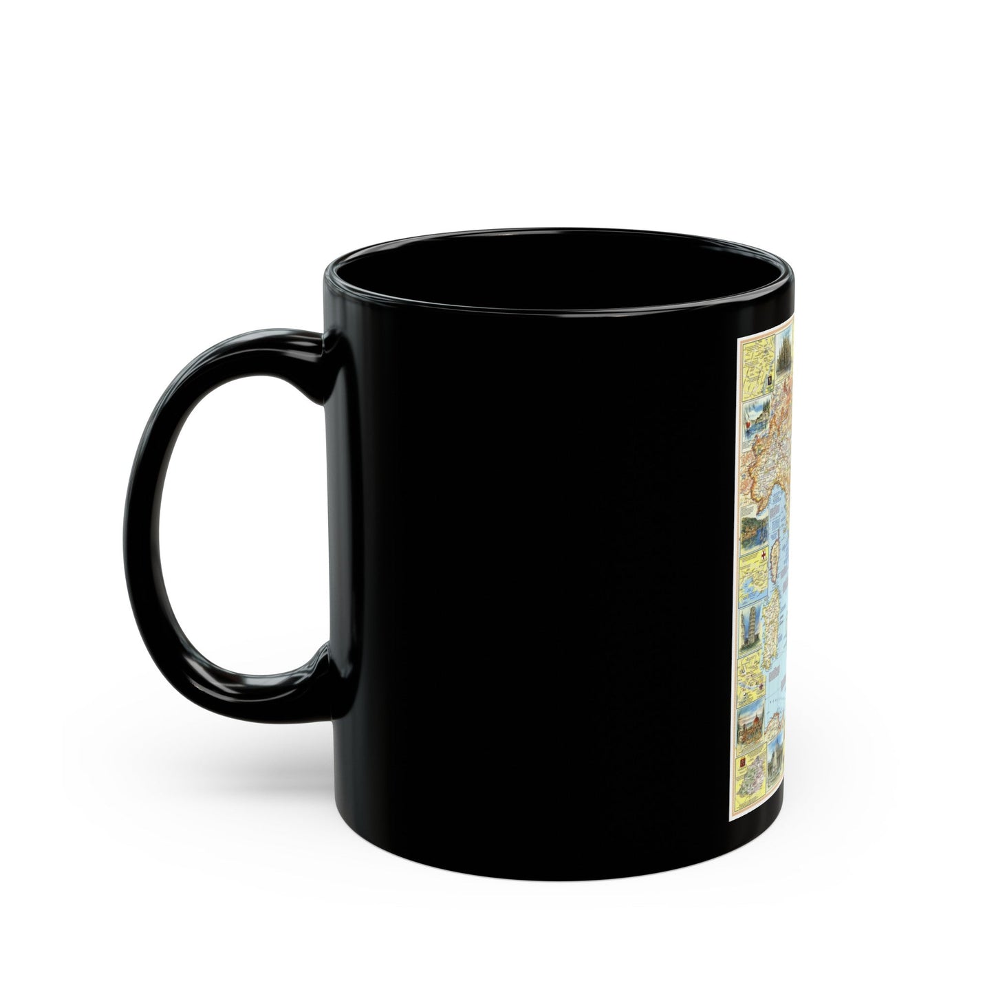 Italy - A Traveller's Map 1 (1970) (Map) Black Coffee Mug-The Sticker Space